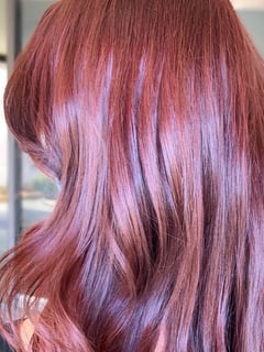 View Women's Hair, Red, Hair Color, Medium Length, Hair Length, Layered, Haircuts, Beachy Waves, Hairstyles - Nina Nears, San Diego, CA
