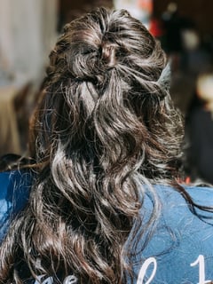 View Braid (Boho Chic), Beachy Waves, Curls, Bridal Hair, Updo, Hairstyle, Women's Hair - Lindsay Barnes, McKinney, TX