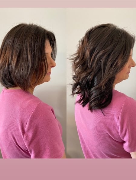 Image of  Women's Hair, Brunette, Hair Color, Hair Length, Shoulder Length, Beachy Waves, Hairstyles, Hair Extensions