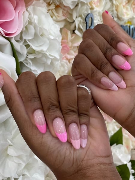 Image of  Nails, Nail Finish, Manicure, Medium, Nail Length, Beige, Nail Color, Pink, Almond, Nail Shape