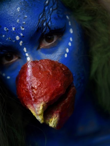 Image of  Makeup, White, Colors, Red, Yellow, Black, Blue, Halloween, Look