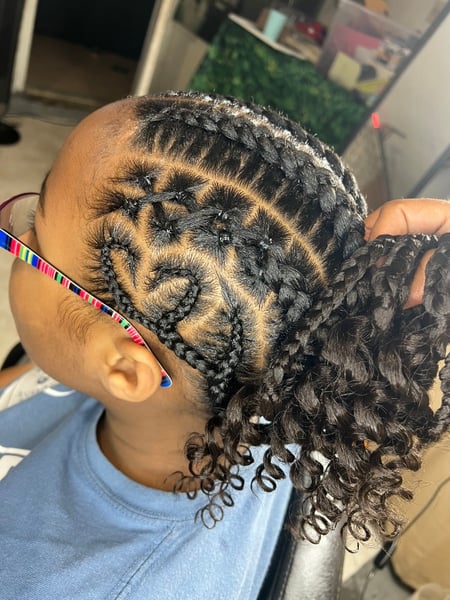 Image of  Girls, Haircut, Kid's Hair, Braiding (African American), Hairstyle, French Braid, Locs, Protective Styles