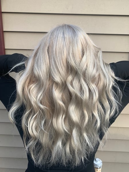 Image of  Curly, Haircuts, Women's Hair, Natural, Hairstyles, Curly, Beachy Waves, Silver, Hair Color, Blonde