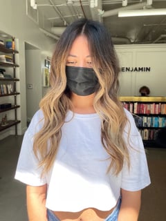 View Layers, Curls, Hairstyle, Beachy Waves, Haircut, Curly, Hair Length, Long Hair (Mid Back Length), Ombré, Highlights, Full Color, Foilayage, Color Correction, Blonde, Hair Color, Balayage, Women's Hair - Deylin Amaya, Los Angeles, CA