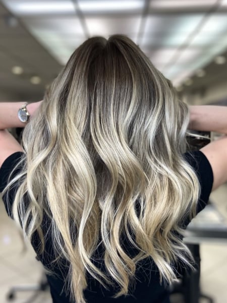 Image of  Women's Hair, Hair Color, Balayage, Blonde, Color Correction, Brunette, Fashion Color, Foilayage, Shoulder Length, Hair Length, Pixie, Short Ear Length, Long, Haircuts, Beachy Waves, Hairstyles, Natural, Straight, Permanent Hair Straightening