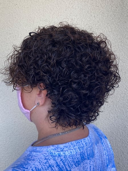 Image of  Women's Hair, Pixie, Short Ear Length, Curly, Haircuts, Layered, Curly, Hairstyles, Perm