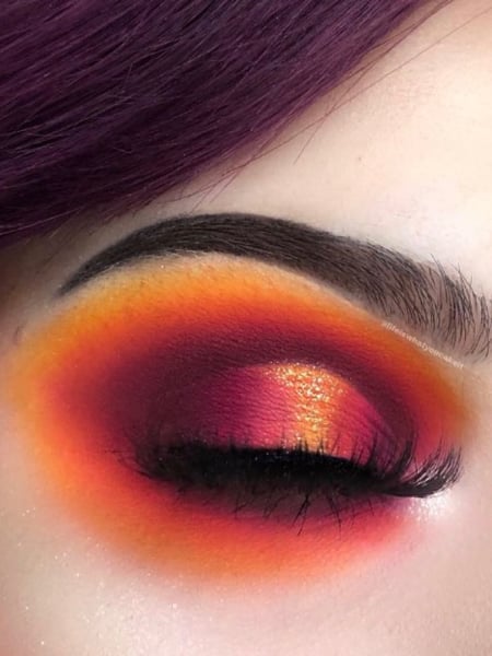 Image of  Very Fair, Skin Tone, Makeup, Glam Makeup, Look, Orange, Colors, Red, Purple, Pink, Yellow, Glitter, Gold