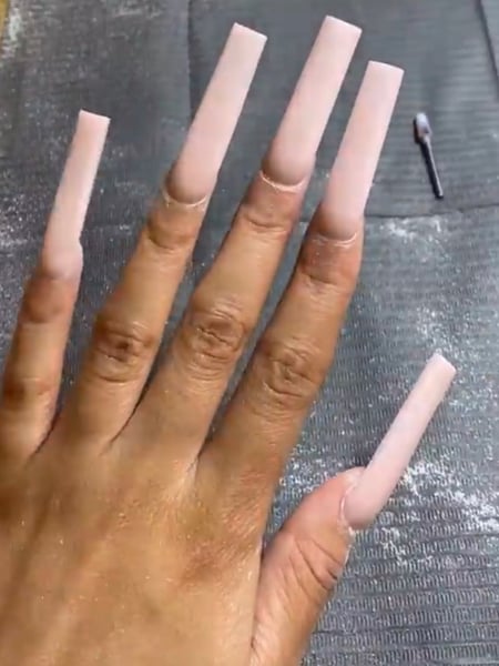 Image of  Nails, Acrylic, Nail Finish, XXL, Nail Length, XL, Pink, Nail Color, Pastel, Square, Nail Shape