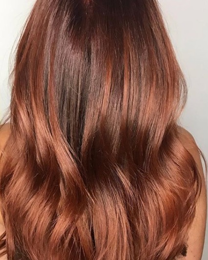 Image of  Women's Hair, Balayage, Hair Color, Red, Long, Hair Length, Beachy Waves, Hairstyles