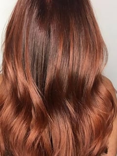 View Women's Hair, Balayage, Hair Color, Red, Long, Hair Length, Beachy Waves, Hairstyles - Amal , Washington, DC