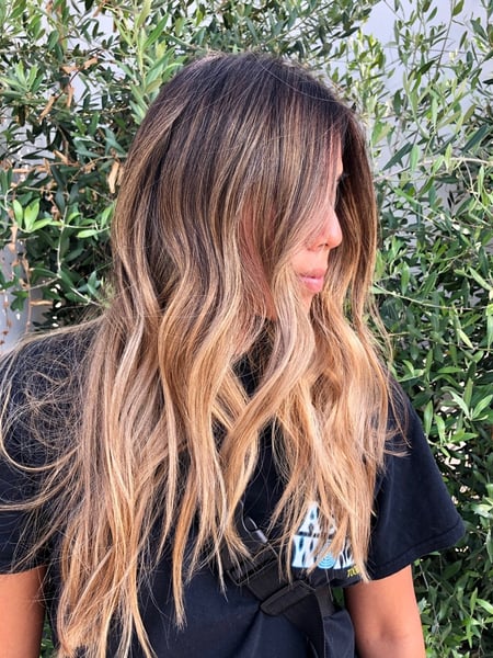 Image of  Women's Hair, Blonde, Hair Color, Balayage, Color Correction, Foilayage, Fashion Color, Full Color, Highlights, Ombré, Long, Hair Length, Curly, Haircuts, Layered, Beachy Waves, Hairstyles, Curly