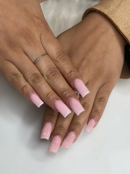 Image of  Medium, Nail Length, Nails, Pink, Nail Color, Acrylic, Nail Finish, Nail Shape, Square