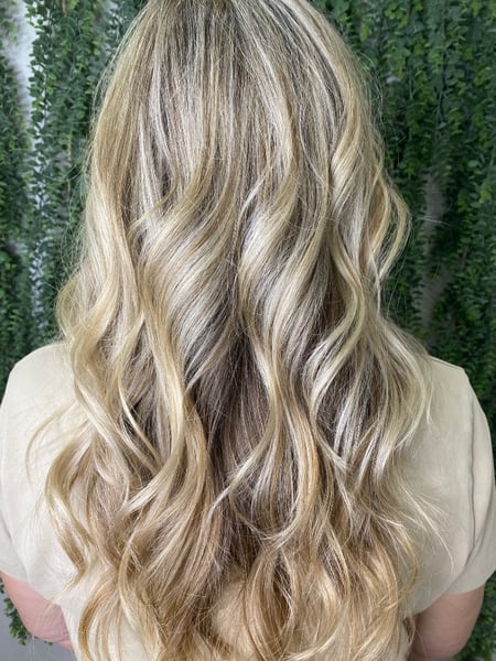 Image of  Women's Hair, Layered, Curly, Hairstyles, Foilayage, Highlights, Color Correction, Balayage, Blonde, Long, Hair Length