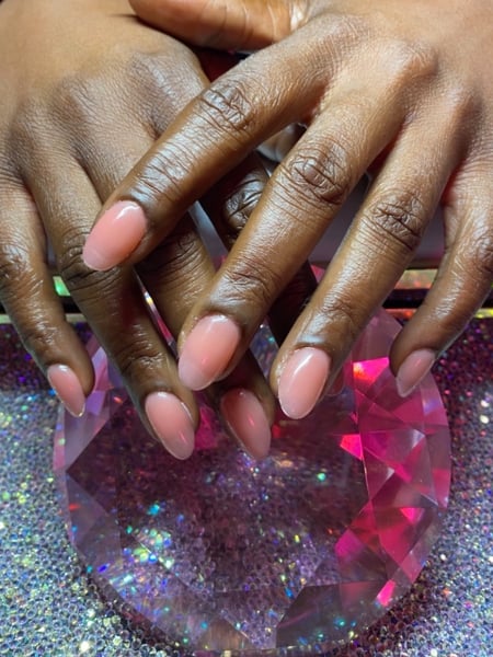 Image of  Nails, Gel, Nail Finish, Short, Nail Length, Pink, Nail Color, Oval, Nail Shape, Almond