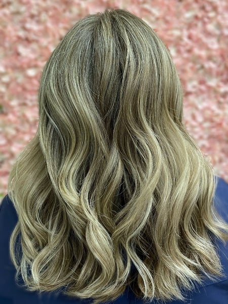 Image of  Hair Length, Women's Hair, Layered, Haircuts, Blonde, Hair Color, Highlights, Full Color, Blowout, Hairstyles, Curly, Beachy Waves, Medium Length