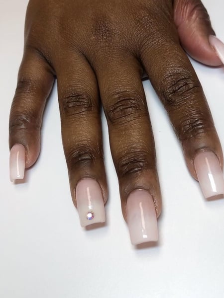 Image of  Nails, Hand Painted, Nail Style, Square, Nail Shape, Pink, Nail Color, Pastel, White, Medium, Nail Length, Gel, Nail Finish, Manicure