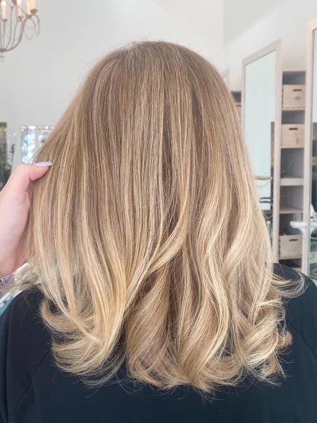 Image of  Women's Hair, Blonde, Hair Color, Highlights, Hair Length