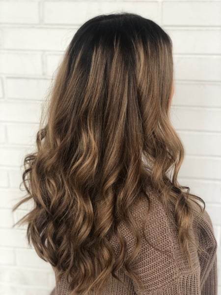 Image of  Balayage, Hair Color, Women's Hair, Brunette, Curly, Hairstyles, Beachy Waves, Color Correction, Medium Length, Hair Length