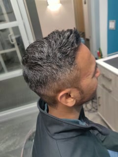 View Medium Fade, Haircut, Men's Hair, Grey, Hair Color - Dagdanamai Cruz, West Hartford, CT