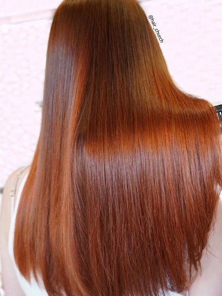 Image of  Women's Hair, Brunette Hair, Hair Color, Full Color, Long Hair (Mid Back Length), Hair Length, Straight, Hairstyle