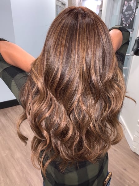 Image of  Women's Hair, Blowout, Hair Color, Balayage, Foilayage, Full Color, Hair Length, Layers, Haircut, Beachy Waves, Hairstyle