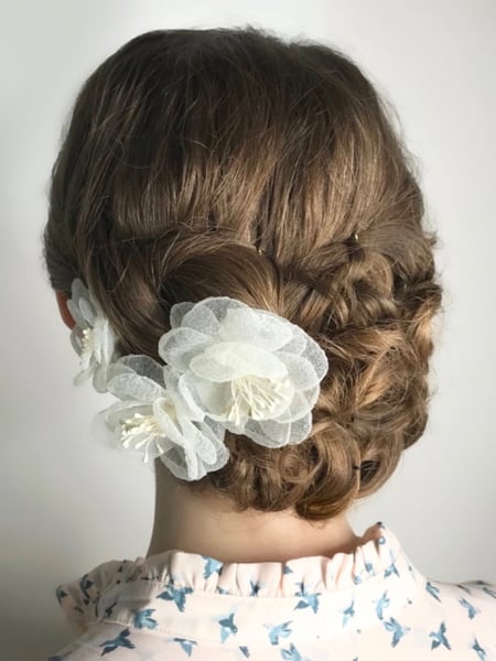 Image of  Women's Hair, Bridal, Hairstyles, Boho Chic Braid, Updo, Curly