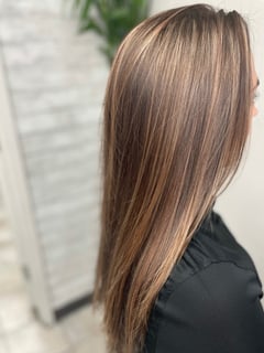 View Hair Color, Blonde, Women's Hair, Blowout, Hairstyles, Straight, Haircuts, Layered, Balayage, Foilayage, Highlights - Ashley Gaudio, North Haven, CT