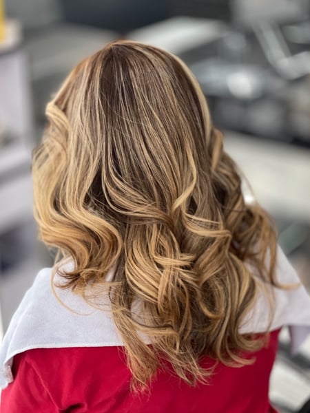 Image of  Women's Hair, Balayage, Hair Color, Blonde, Ombré, Dominican Blowout, Permanent Hair Straightening, Hair Restoration