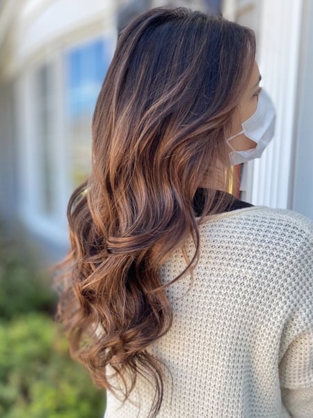 Image of  Women's Hair, Hair Color, Balayage, Brunette, Foilayage, Long, Hair Length, Curly, Hairstyles