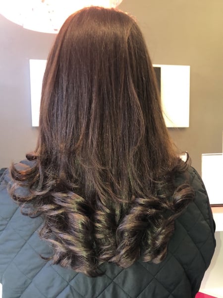 Image of  Blowout, Women's Hair, Permanent Hair Straightening, Silk Press, Curly, Hairstyles, Medium Length, Hair Length