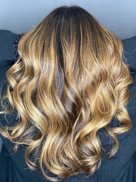 Image of  Layered, Haircuts, Women's Hair, Blowout, Beachy Waves, Hairstyles, Balayage, Hair Color, Blonde, Ombré, Highlights, Foilayage, Hair Length, Long