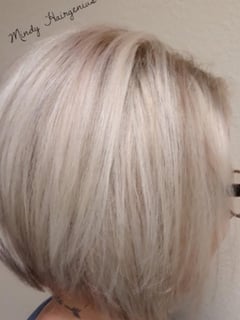 View Bob, Haircuts, Women's Hair, Blunt, Blowout, Straight, Hairstyles, Color Correction, Hair Color, Blonde, Foilayage, Highlights, Short Chin Length, Hair Length - Mindy Hair Genius, Corpus Christi, TX