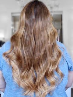 View Women's Hair, Balayage, Hair Color, Blonde, Brunette, Color Correction, Foilayage, Highlights, Long, Hair Length, Medium Length, Curly, Haircuts, Layered, Curly, Hairstyles, Straight - Sara Rose, Richmond, VA