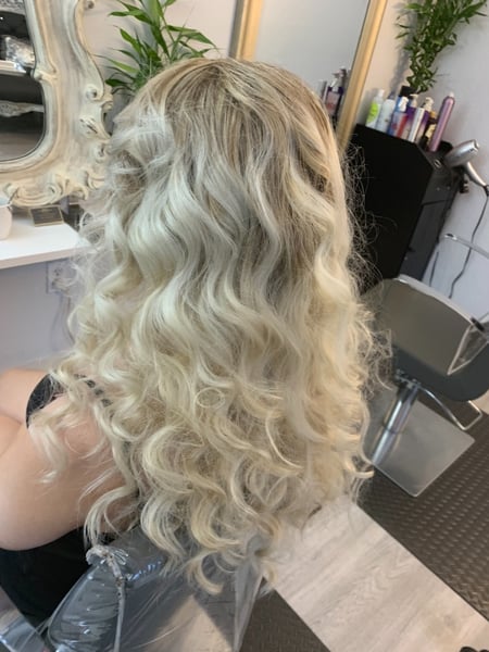 Image of  Haircuts, Bridal, Hair Extensions, Natural, Vintage, Perm Relaxer, Perm, Hair Color, Silver, Red, Brunette, Foilayage, Highlights, Full Color, Color Correction, Black, Fashion Color, Ombré, Blonde, Balayage, Hair Length, Long, Short Ear Length, Pixie, Short Chin Length, Shoulder Length, Medium Length, Hair Restoration, Women's Hair, Layered, Blunt, Curly, Bangs, Blowout, Permanent Hair Straightening, Keratin, Silk Press, Updo, Hairstyles, Boho Chic Braid, Beachy Waves, Curly, Straight, Weave, Protective, Braids (African American)