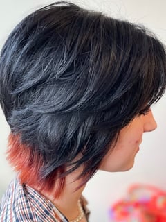 View Women's Hair, Blowout, Hair Color, Black, Fashion Color, Full Color, Red, Hair Length, Short Ear Length, Pixie, Short Chin Length, Haircuts, Bangs, Layered, Hairstyles, Natural, Straight - Brenda Benfield, Severna Park, MD