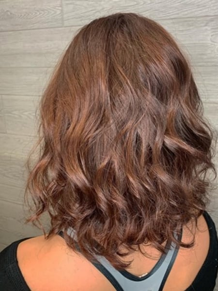 Image of  Women's Hair, Beachy Waves, Hairstyles, Shoulder Length, Hair Length, Brunette, Hair Color