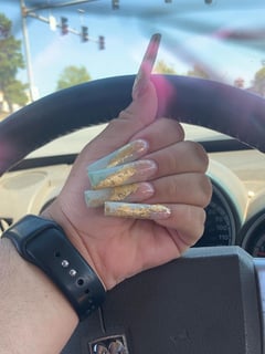 View Nails, Nail Art, Acrylic, Hand Painted, Nail Style, Nail Length, Nail Finish, Nail Shape, Square, Ombré, XXL - Yancy Fuentes, Little Rock, AR