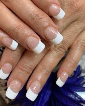 Image of  Nails, White, Nail Color, Medium, Nail Length, Square, Nail Shape, Nail Style, French Manicure