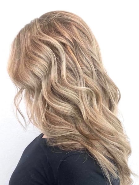 Image of  Women's Hair, Balayage, Hair Color, Blonde, Foilayage, Highlights, Hair Length, Long, Haircuts, Layered, Hairstyles, Beachy Waves