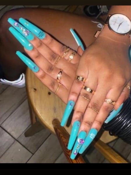 Image of  Nail Length, Nails, Short, Medium, Long, XL, XXL, Nail Style, Nail Art, Airbrush, Accent Nail, Ombré, Stickers, Mix-and-Match, 3D, Stencil, Reverse French, Mirrored, French Manicure, Nail Jewels, Color Block, Stamps, Hand Painted, Nail Finish, Dip Powder, Pedicure, Round, Squoval, Flare, Oval, Coffin, Almond, Eyelash Extensions, Lashes, Lash Tint, Lash Lift, Lash Type