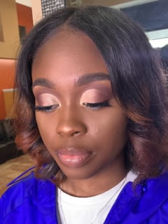 View Makeup, Skin Tone, Brown, Dark Brown, Look, Daytime, Evening, Glam Makeup, Colors, Brown, Blue, Pink - Nasia Shields, Strongsville, OH