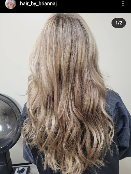 Image of  Layered, Haircuts, Women's Hair, Blowout, Beachy Waves, Hairstyles, Color Correction, Hair Color, Highlights, Balayage, Brunette, Foilayage, Ombré, Blonde, Long, Hair Length