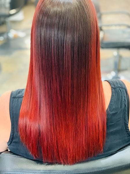 Image of  Women's Hair, Blowout, Hair Color, Full Color, Ombré, Fashion Hair Color, Hair Length, Long Hair (Upper Back Length), Smoothing , Keratin