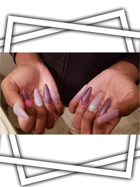 Image of  Nail Length, Nails, Long, Nail Style, Purple, Nail Color, Pink, Blue, Acrylic, Nail Finish, Coffin, Nail Shape