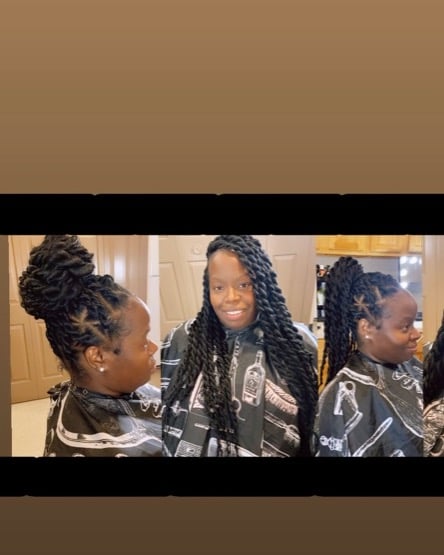 Image of  Women's Hair, Black, Hair Color, Medium Length, Hair Length, Hairstyles, Braids (African American), Updo, Hair Extensions