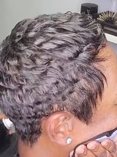 View Women's Hair, Short Hair (Ear Length), Hair Color, Black, Haircut, Layers, Pixie, Hair Length - Kareema Kolodziejczyk, Virginia Beach, VA
