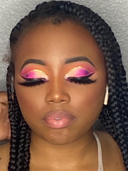 Image of  Pink, Yellow, Purple, Makeup, Light Brown, Skin Tone, Glam Makeup, Look, Glitter, Colors, Gold