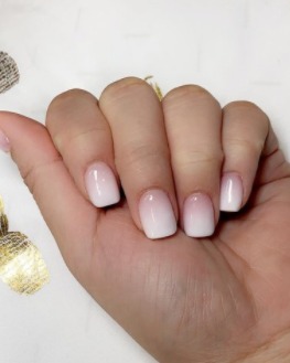 Image of  Nails, White, Nail Color, Pink, Gel, Nail Finish, Short, Nail Length, Square, Nail Shape