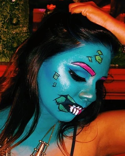 Image of  Makeup, Blue, Colors, Green, Pink, Black, Halloween, Look