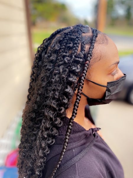 Image of  Women's Hair, Black, Hair Color, Shoulder Length, Hair Length, Curly, Haircuts, Braids (African American), Hairstyles, Protective, 4A, Hair Texture
